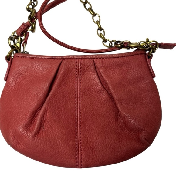Fossil Crossbody Bag Convertible Leather & Chain Hand Shoulder Purse Orange/Red - Picture 1 of 10